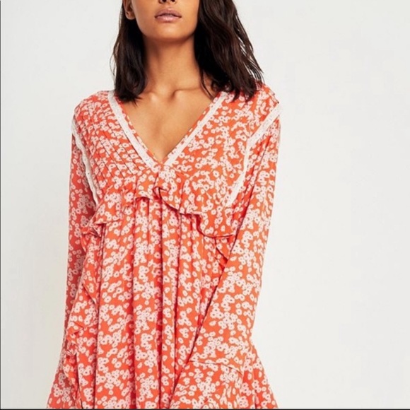 Free People Like You Best Orange Floral Mini Dress - Picture 2 of 14